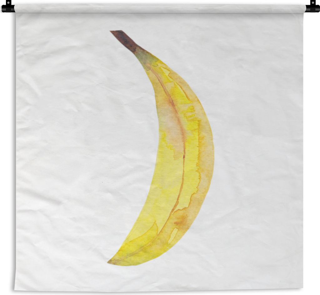 MuchoWow Wandteppich Wandbehang Banane - Aquarell - Weiß 150x150 cm Tapisserie Dekoration Wandtuch - Wohnaccessoires - Modernes
