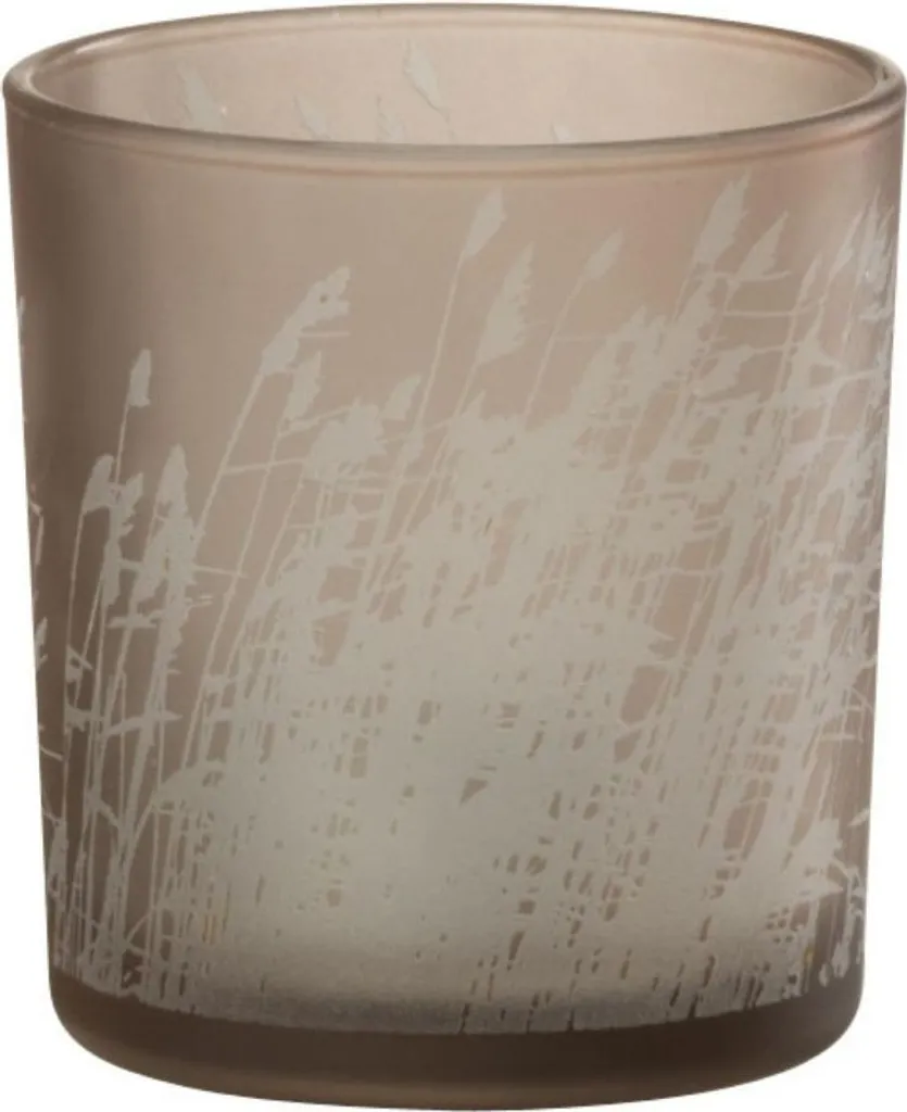 J-Line Porte-bougie à réchaud Herbe Beige en Verre - Petit Modèle