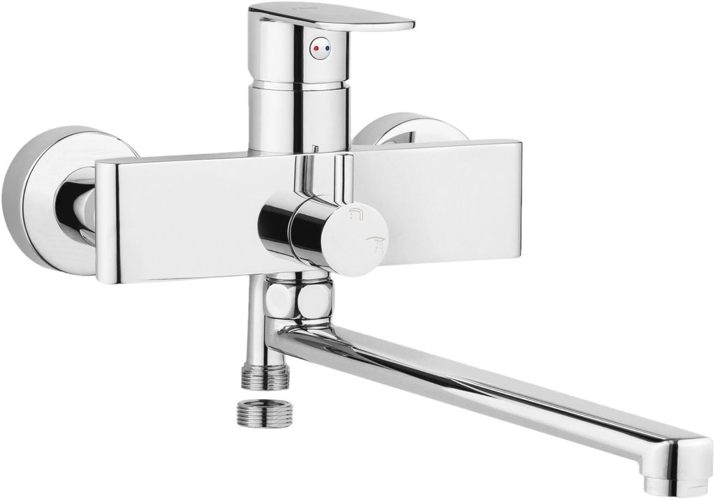 Wall-mounted washbasin and bath mixer with extended spout - Immagine del prodotto 