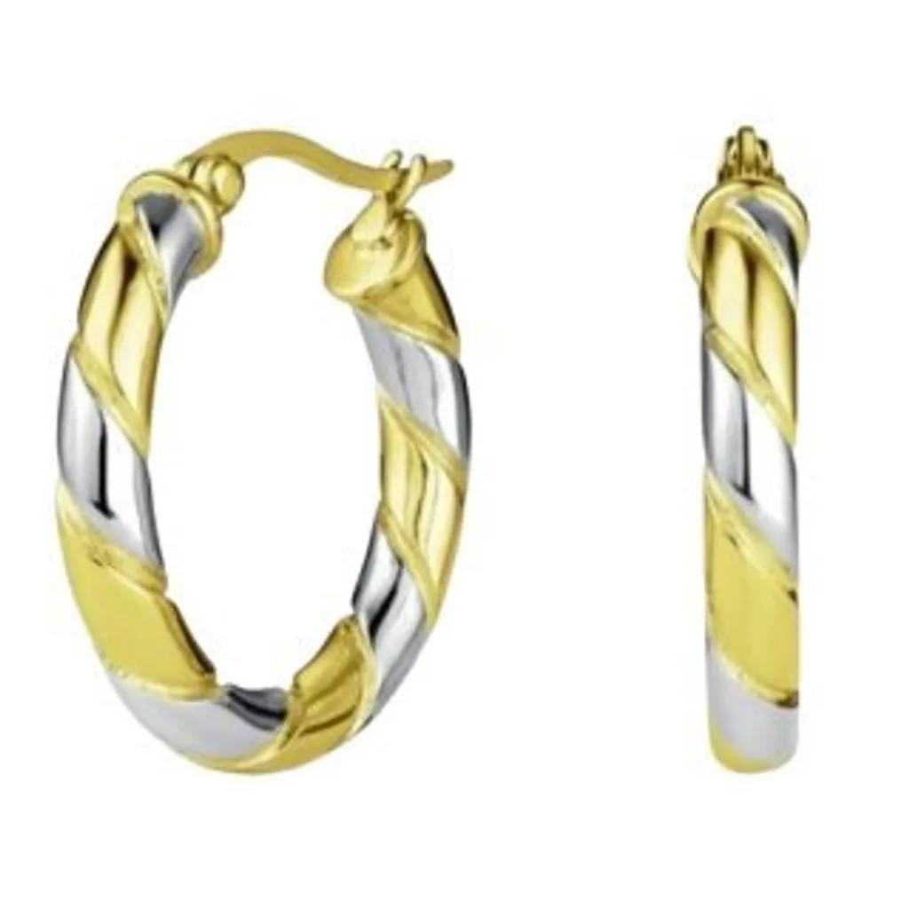 Boucles d'oreilles cercles bicolores en acier JEDSG-J711 pour femme