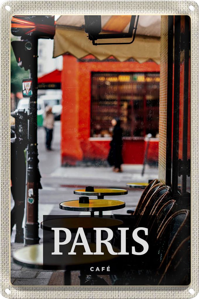 Blechschild Reise 40x30cm Paris Cafe Restaurant Reiseziel