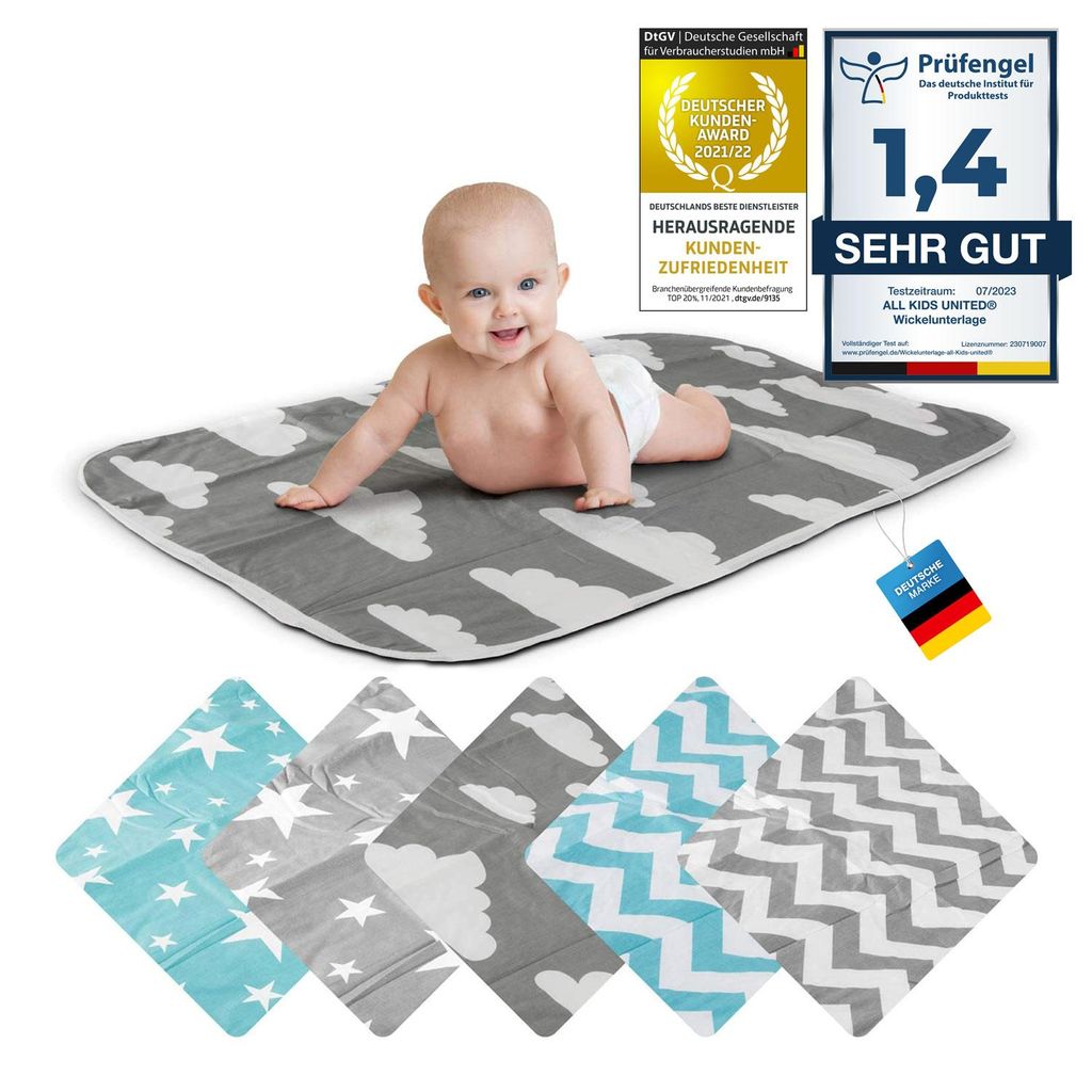 all Kids United Baby Wickelauflage 3-lagig in Wolken-Grau – Produktbild 