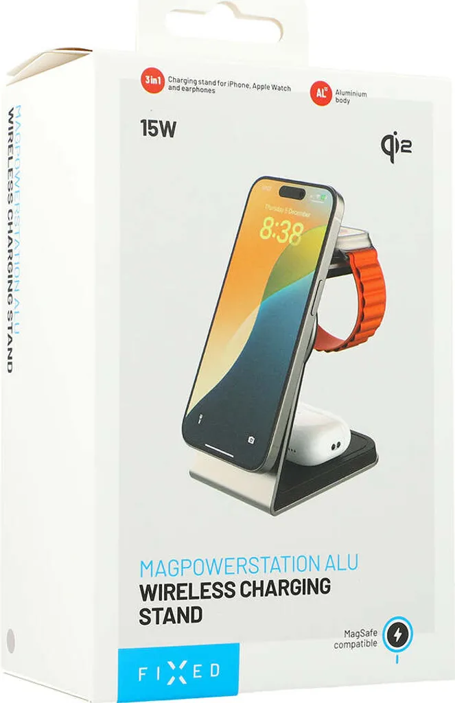 Chargeur MagSafe 15W Alu 2 Fixed : Triple Charge Rapide Q2i Titane-Noir - 8