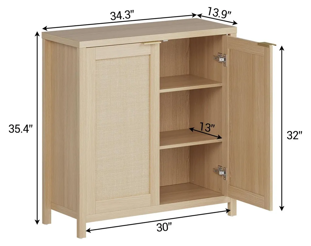 Buffet bois gain de place - Solution de rangement avec étagères 90 cm