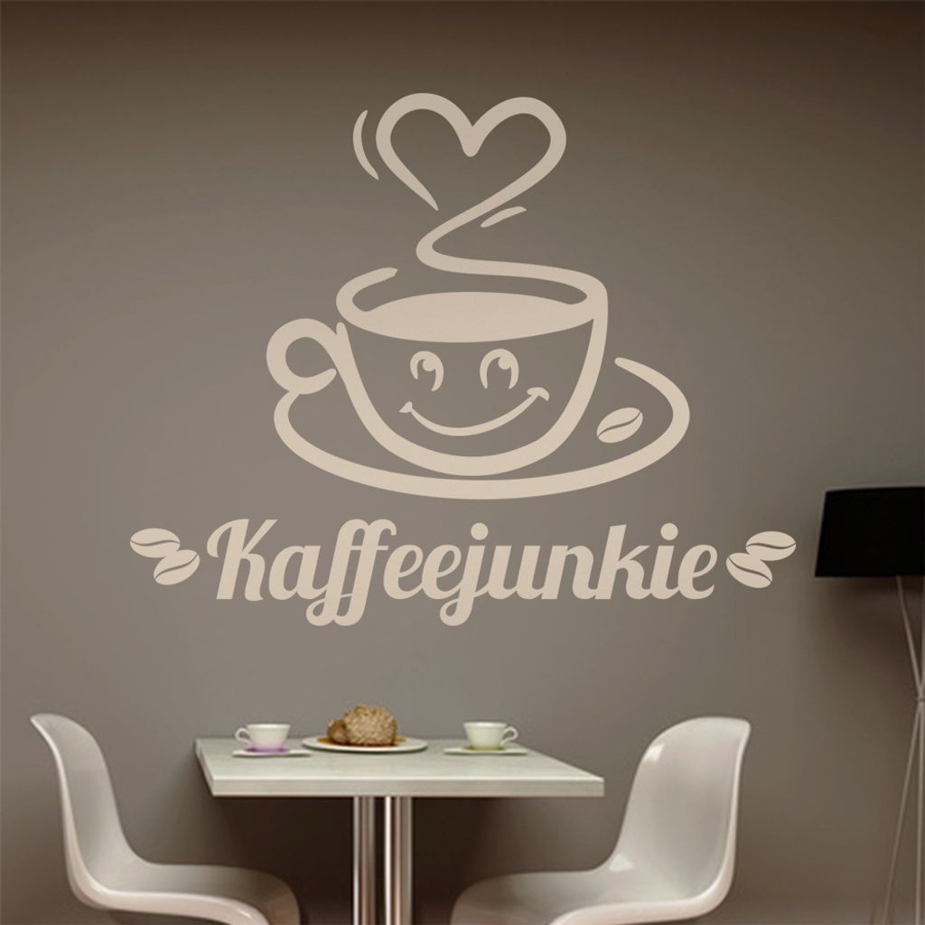Kaffeejunkie Wandtattoo in 6 Größen - Wandaufkleber Wall Sticker - Dekoration, Küche, Wohnzimmer, Schlafzimmer, Badezimmer