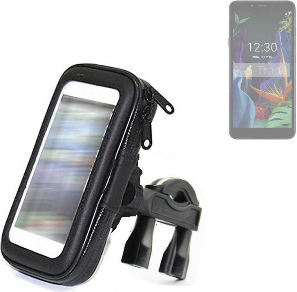 K-S-Trade Fahrrad-Halterung kompatibel mit LG Electronics K20 Handy-Halterung Halter Lenkstange Fahrradhalterung Motorrad Bike Mount Wasserabweisend