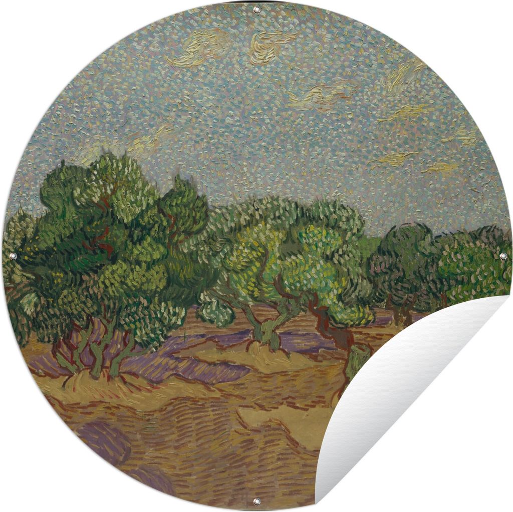 MuchoWow Gartenposter Outdoor-Poster Rund Olivenbäume - Vincent van Gogh Ø 150 cm Gartendeko Rundes Poster draußen