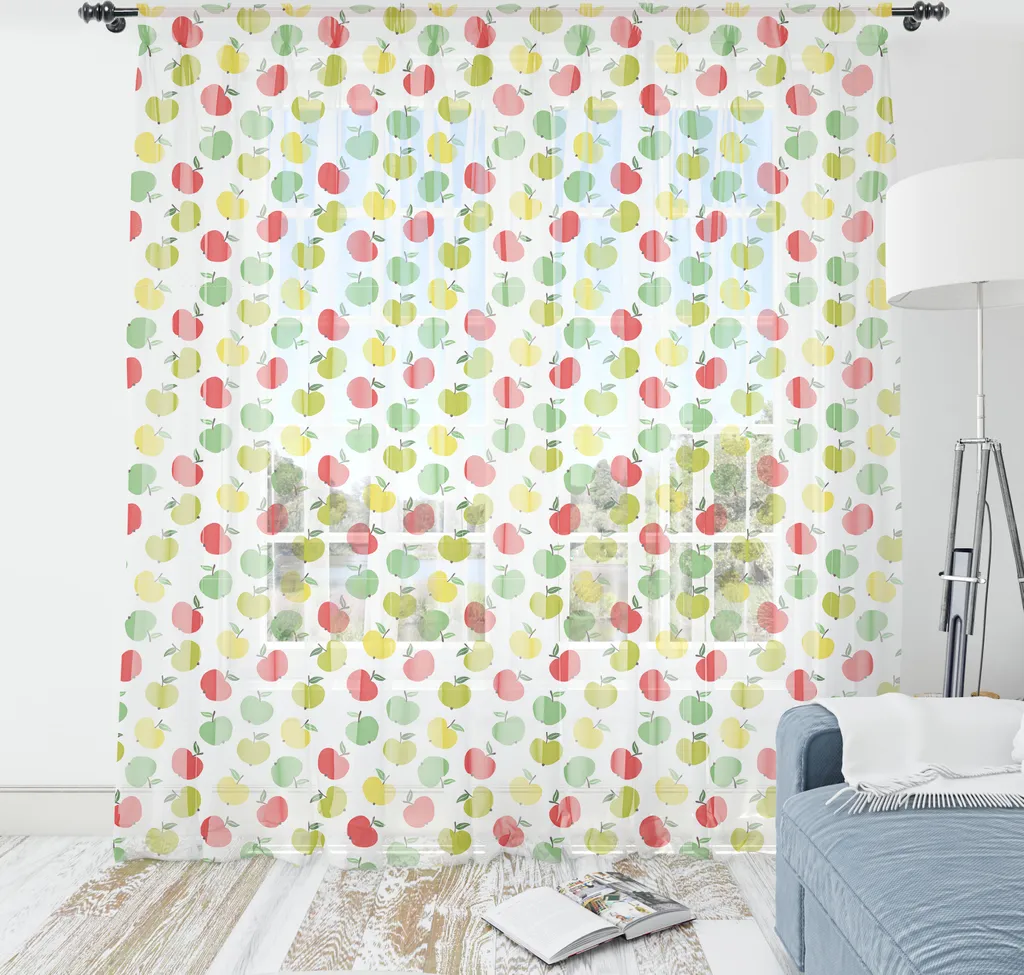 Décoration murale design pommes vermillon et moutarde en tissu satiné