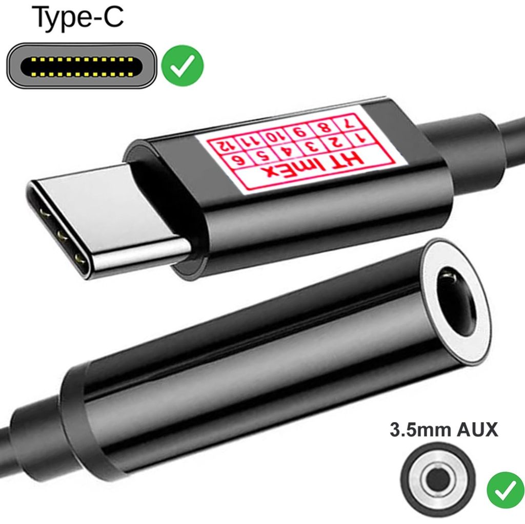 Schwarz USB C auf Klinkenbuchse Kopfhörer Audio AUX Adapter für Samsung Huawei