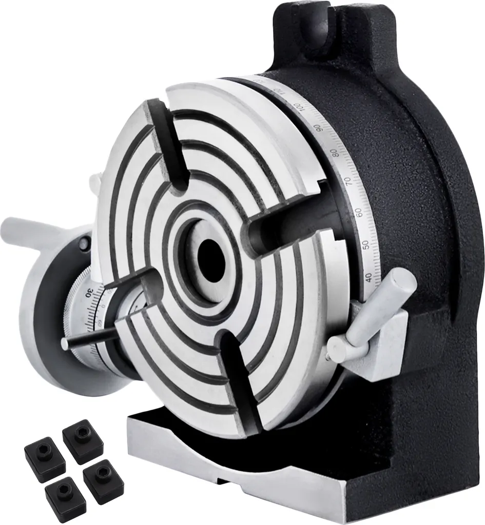 Table Circulaire 150mm avec Mandrin 4 Mors Pivotante pour Fraiseuse