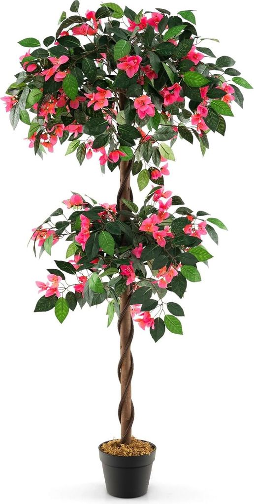 COSTWAY 150cm Kunstbaum mit Blüten, Kunstpflanze im Topf, Zimmerpflanze mit 252 Blüten & natürlichen Blättern & Stamm, künstlicher Blumen Kuns...
