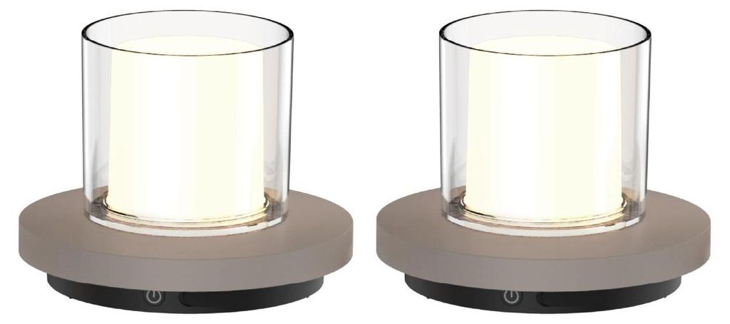 Luxus Europe - Tischlampe Solar Coco - 2er-Set Taupe - Produktbild 
