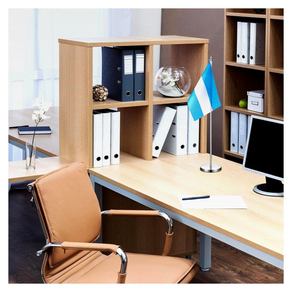 Tischflaggenhalter aus Edelstahl, Mini Teleskop-Fahnenmast mit Basis - Kleiner Desktop Fahnenständer für Länder-, Firmen- und Sportflaggen, Bür...