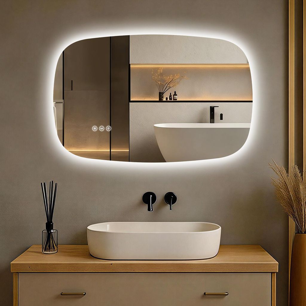 S'AFIELINA 70×45 cm lustro ścienne LED - lustro łazienkowe Zdjęcie produktu 