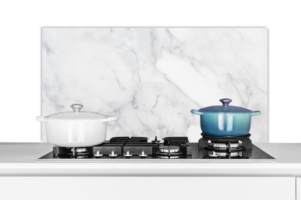 KitchenYeah Spritzschutz Küche - Küchenrückwand - Wandschutz für Herd und Spüle - Marmor - Weiß - Grau - Luxus - Marmoroptik - Stein 100x5...