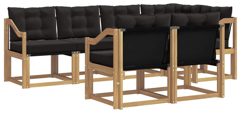 vidaXL Outdoor-Sofagarnitur mit Kissen 7 pcs Weiß und Schwarz