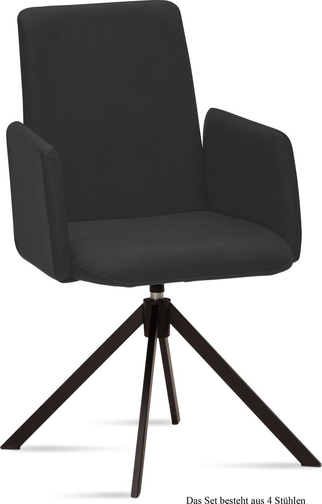 Armlehnstuhl drehbar (4er-Set) Deasia 52x92x60 Schwarz/Anthrazit