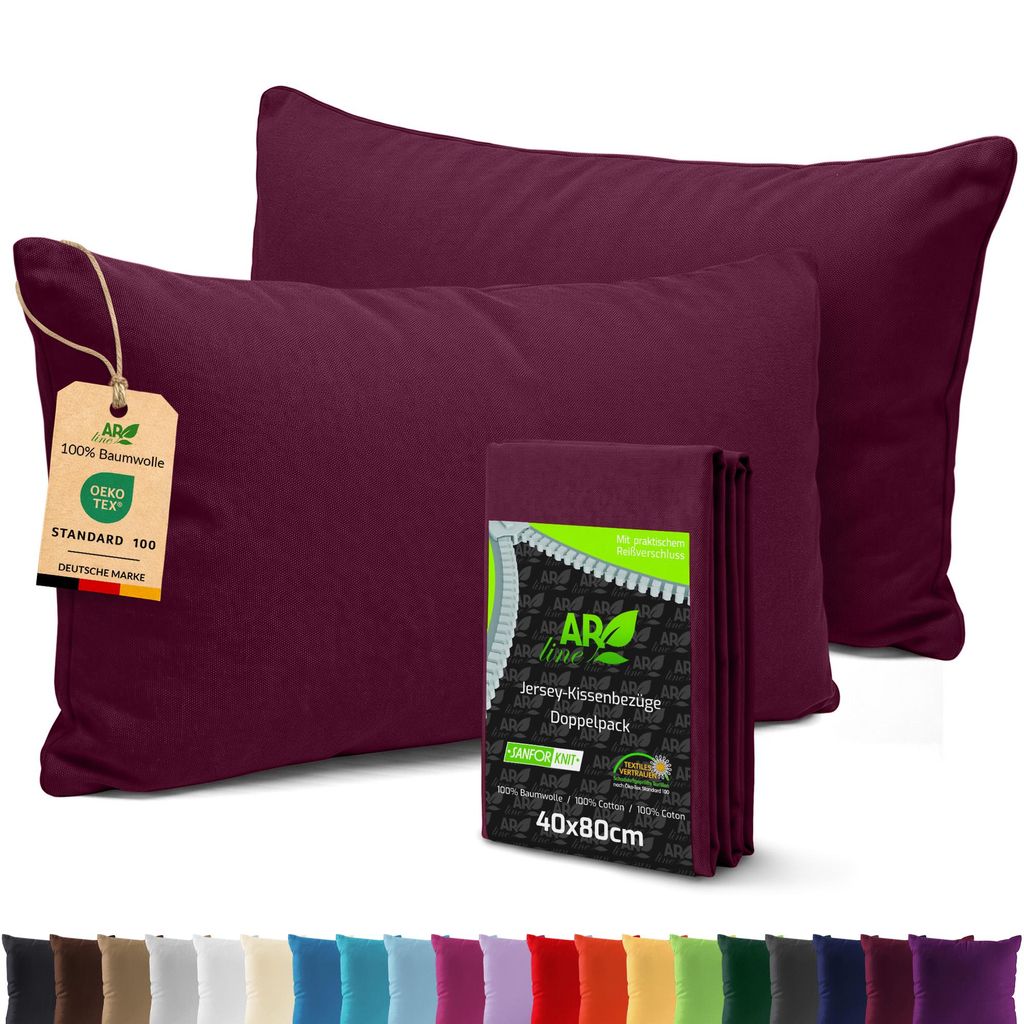 AR Line 2er Pack Jersey Kissenbezüge 40x80 Baumwolle – Produktbild 