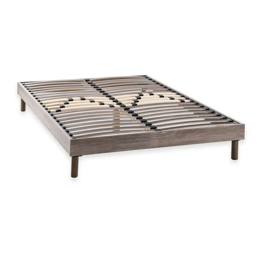 Cadre de lit DEKO DREAM 140x190 cm en kit coloris Chêne et Gris