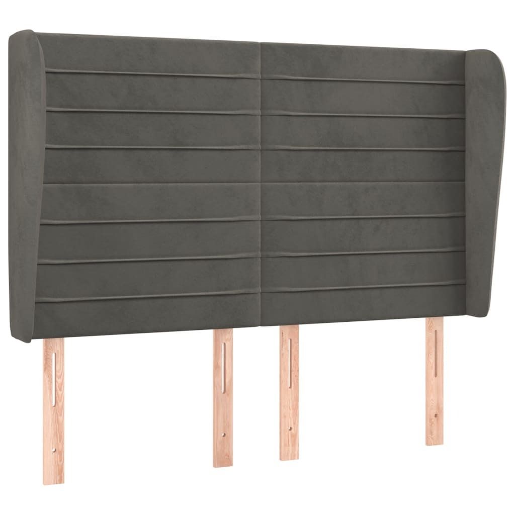 Kopfteil mit Ohren Dunkelgrau 147x23x118/128 cm Samt Produktbild 