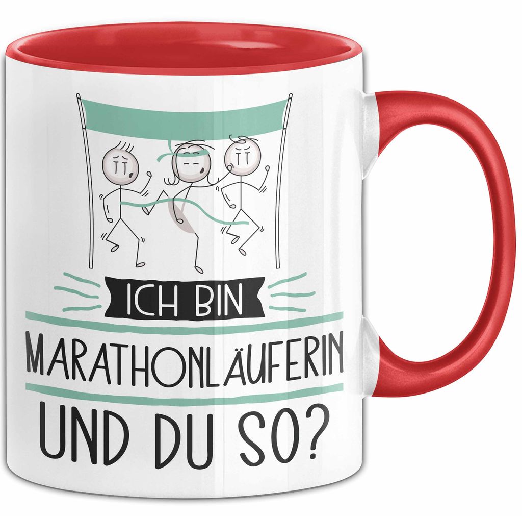 Marathonläuferin Tasse Geschenk Ich Bin Marathonläuferin Und Du So Geschenkidee Lustiger Spruch Becher (Rot)