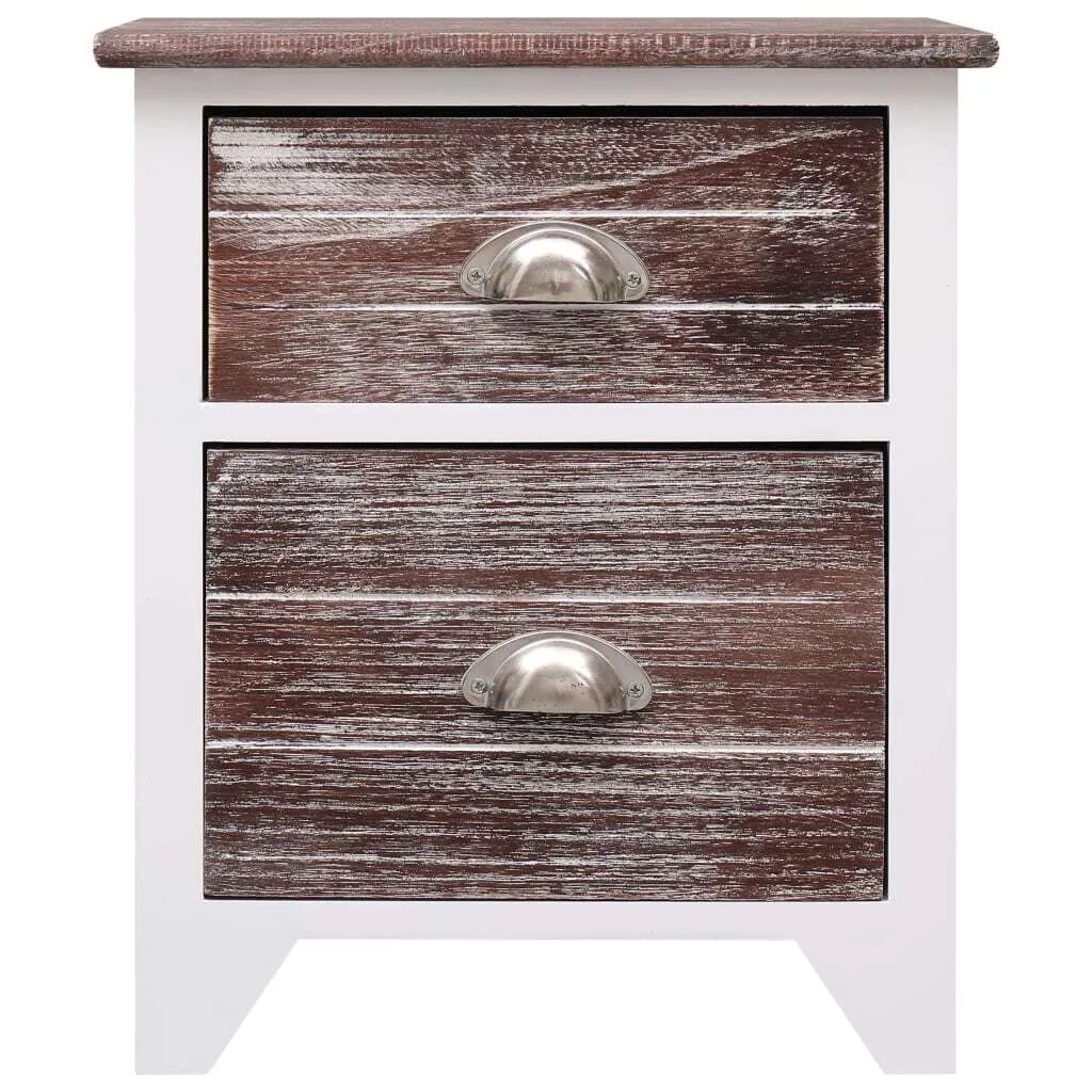 Table de chevet bicolore en bois massif avec tiroir de rangement vidaXL