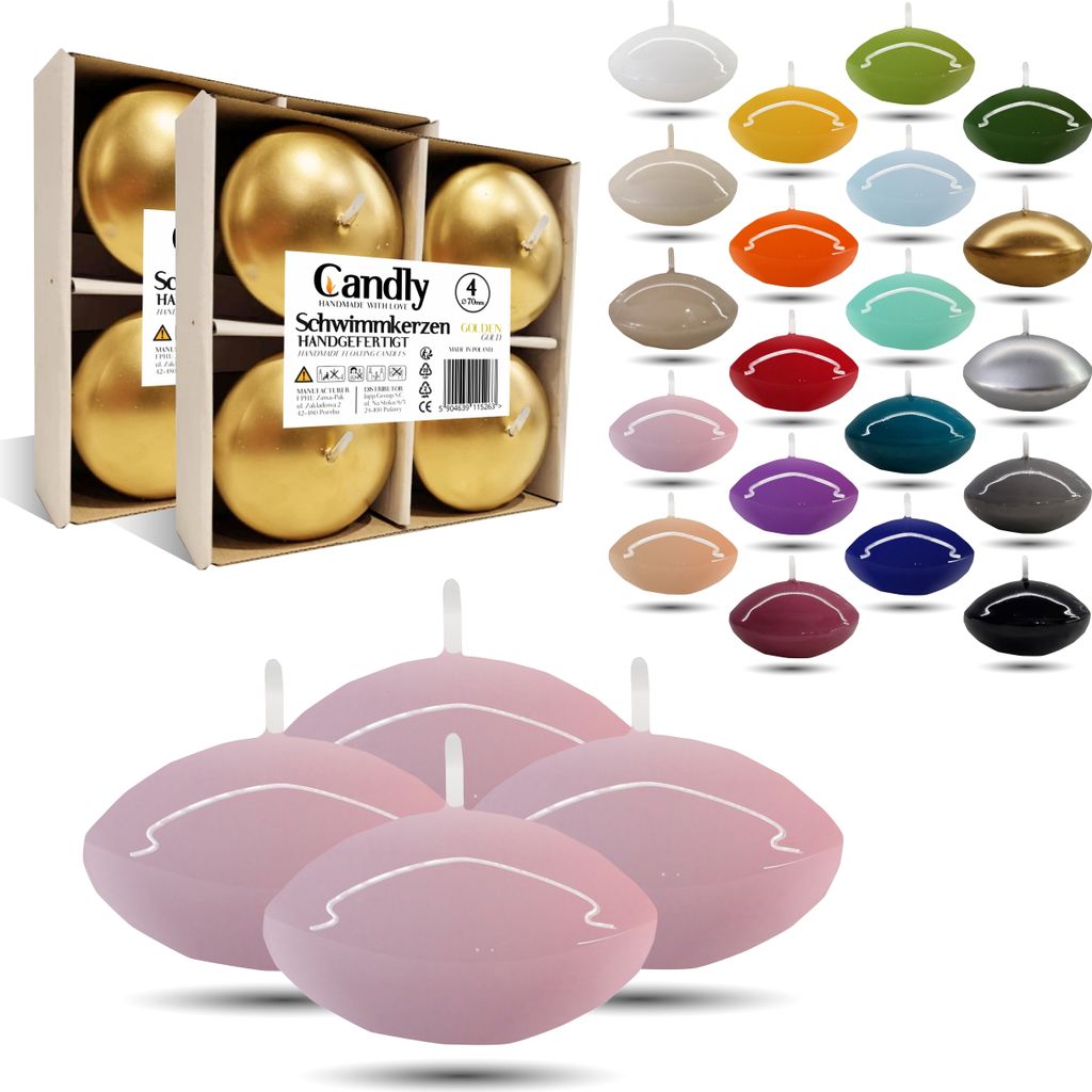 CANDLY HANDMADE© 4x Groß Schwimmkerzen Premium Ø 70mm | Produktbild 