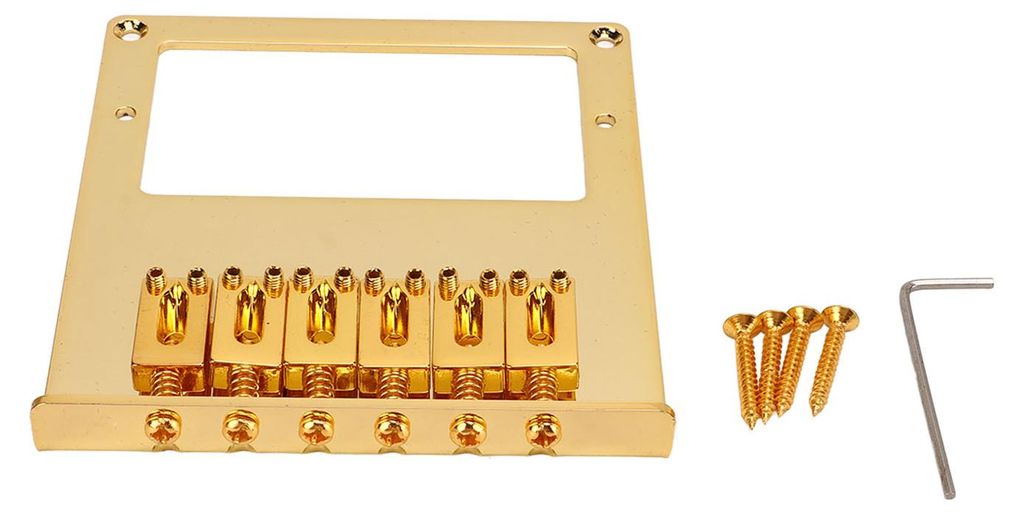 Gitarrenbrücke aus Metall, verstellbar, 6-saitig, geeignet für Humbucker-Tonabnehmer, Gold
