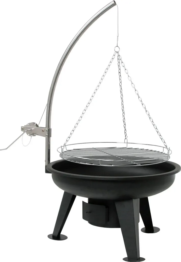 Barbecue au Charbon de Bois Pivotant Ø 64 cm avec Grille de Cuisson Inox