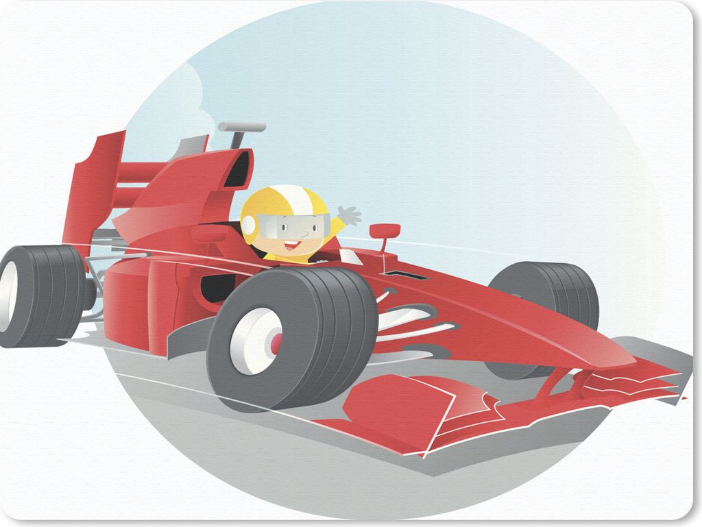 MuchoWow Mauspad Mousepad Eine Illustration eines kleinen Jungen, der ein Formel-1-Auto fährt 23x19 cm - Mousepads - Maus Mat - Pad - Mausunterl...