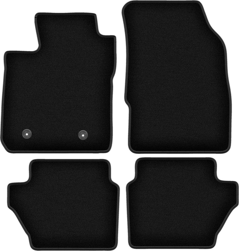 Wielganizator Velours-Autoteppiche – passend für Ford EcoSport MK2 FL (Crossover, Bj. 2017-) – schwarz, passgenau, mit Befestigungen set 4 Stk.