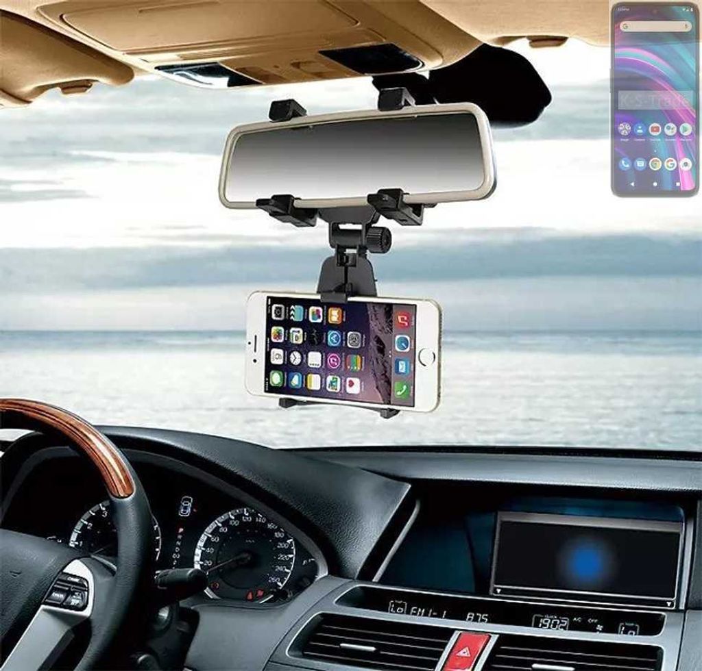 K-S-Trade Smartphone Halterung kompatibel mit BLU G91 Max Rückspiegel Halterung schwarz Auto Halterung KFZ Halter