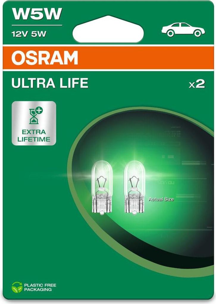 Żarówka Ultra Life W5W 12V/5W W2,1X9,5D (Całoszklana) 2Szt. Zdjęcie produktu 