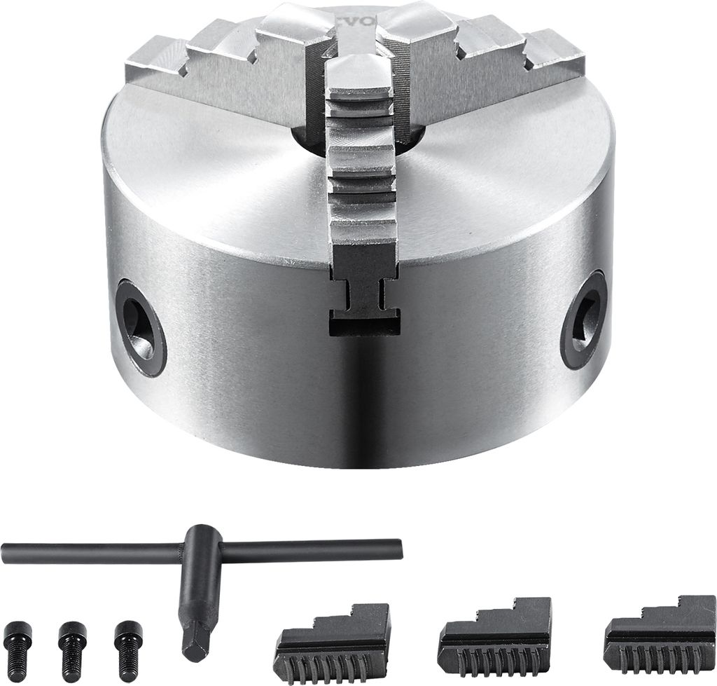 VEVOR Drehbankfutter K11-160 160mm Dreibackenfutter HT300-Material 3 Backenfutter Klemmbereich 3,5–160mm 3-Backen, 20Cr, ≥53HRC φ45mm Bohrung ...