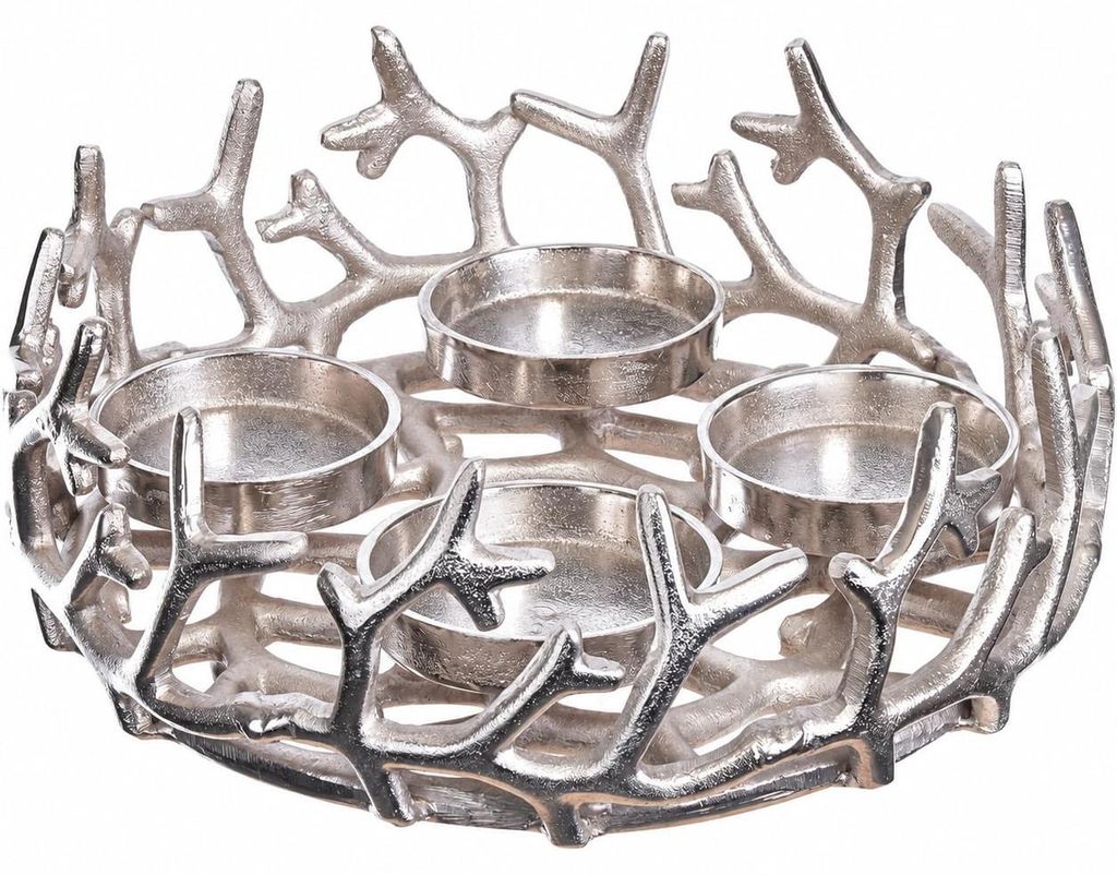 Kranz aus Aluminium, silber, Ø 28 cm, für 4 Kerzen