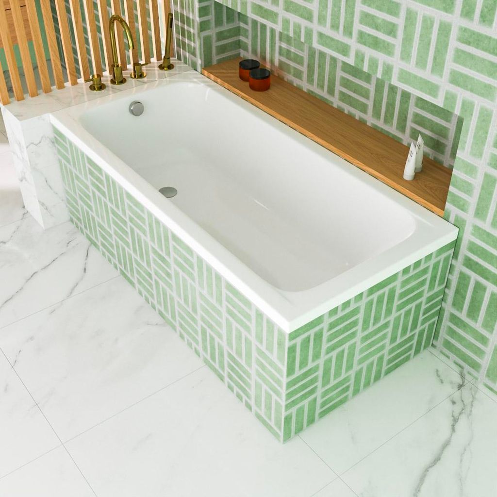 ECOLAM Badewanne Rechteckbadewanne 150x70 cm Basic Styropor Acrylwanne + Füße Ablauf Wanne