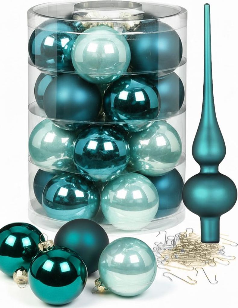 Weihnachtskugeln 20 Kugeln mit Spitze Green Emerald