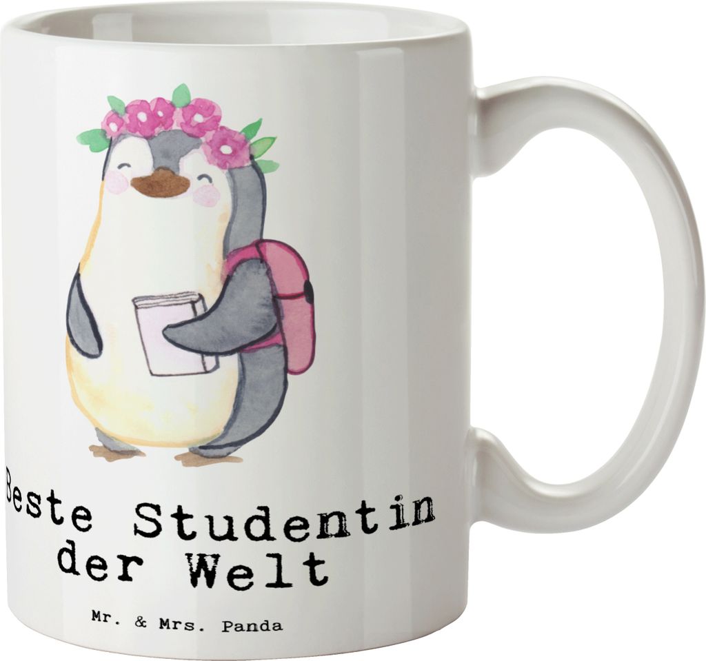 Mr. & Mrs. Panda cappuccinotasse Pinguin Beste Studentin der Welt - Weiß - Geschenk, Tasse, Danke, Abschluss, Kaffeebecher, Lustig, Pott, Keramikt...