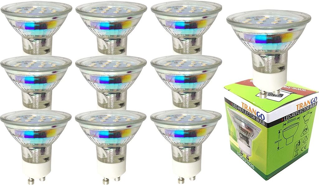 10er Pack 5 Watt LED GU10 Leuchtmittel 3000K