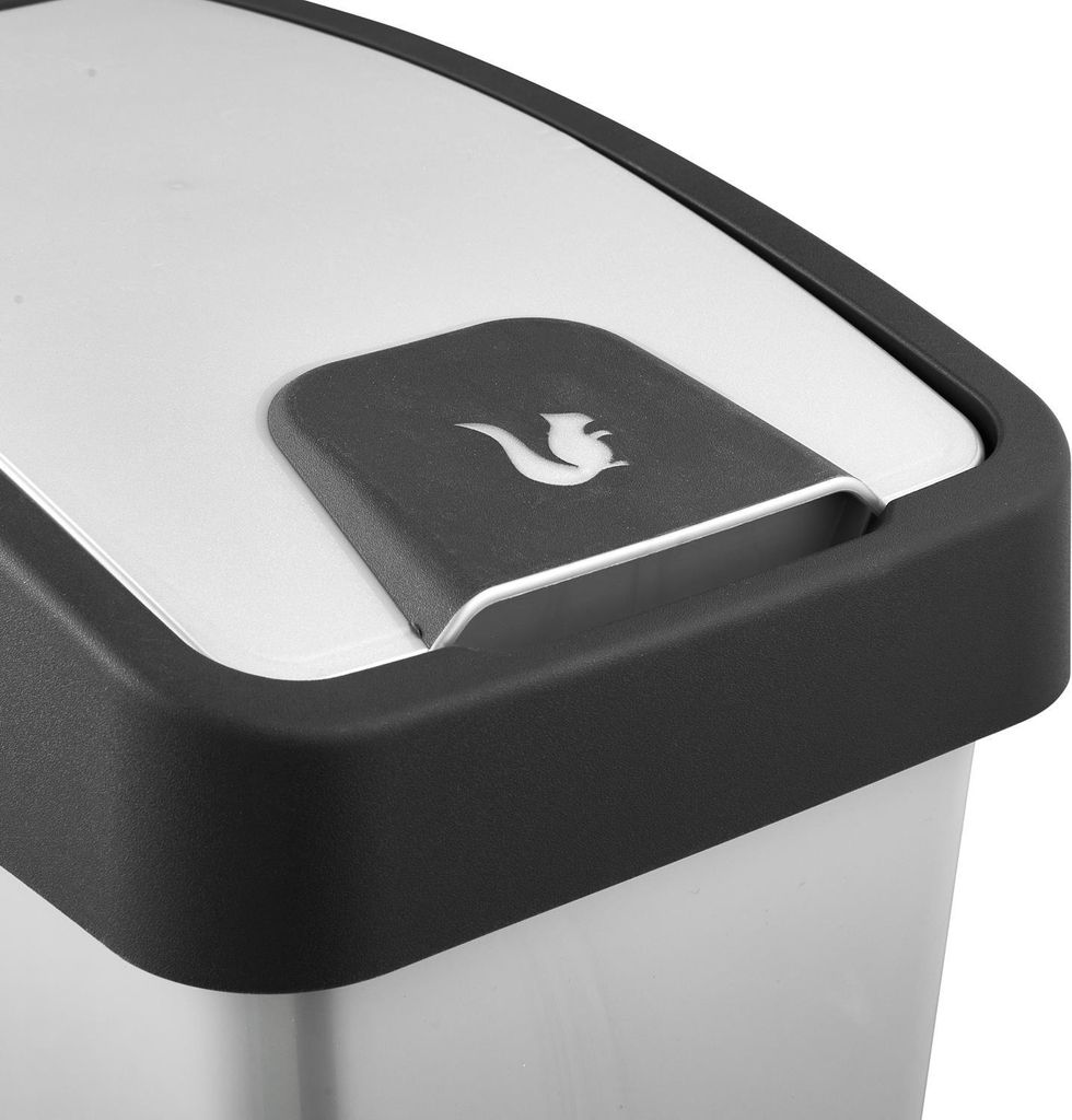 Cestino Con Coperchio Basculante Keeeper - 10 Litri, Argentato, Soft Touch - Foto 6
