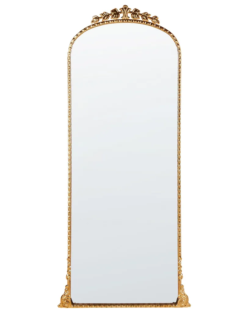 Grand Miroir Mural Doré 51x114 cm en Métal Robuste Style Glamour
