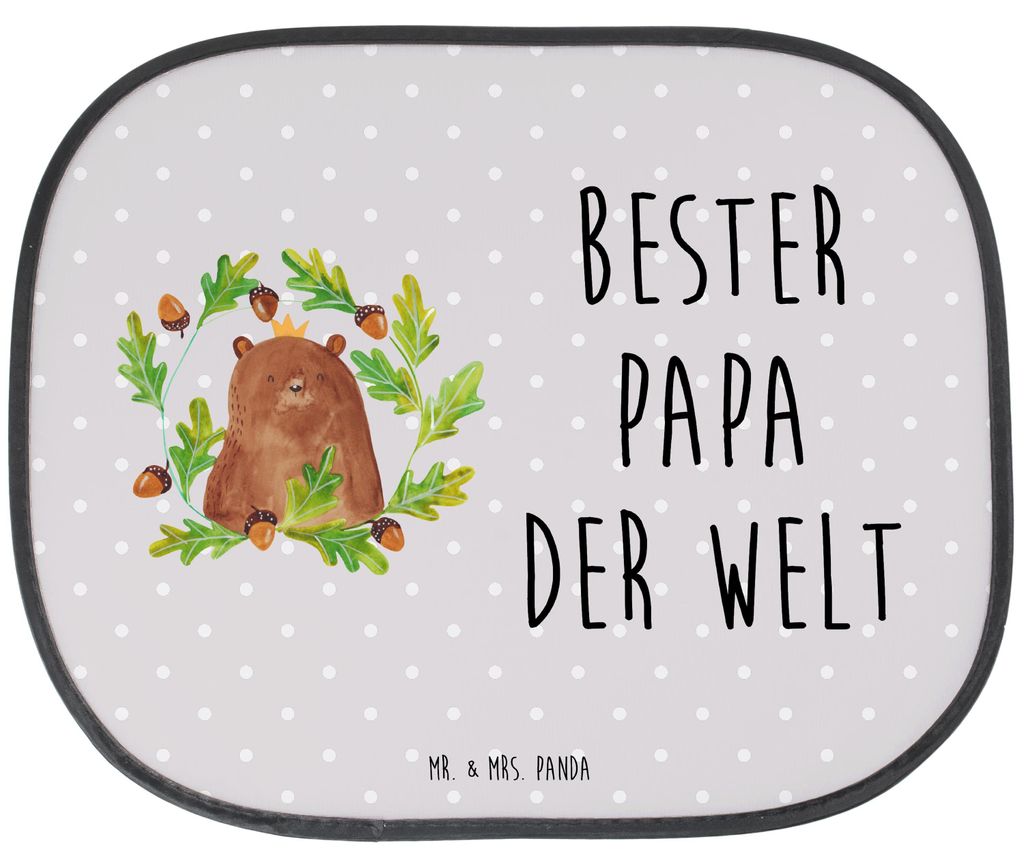 Mr. & Mrs. Panda Auto Sonnenblende Bär König - Grau Pastell - Geschenk, Sonnenschutz Fürs, Teddy, Vatertag, blendschutz, Vater, Daddy, Dad, Papa