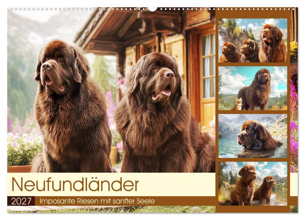 Neufundländer. Imposante Riesen mit sanfter Seele (Wandkalender 2027 DIN A2 quer), CALVENDO Monatskalender