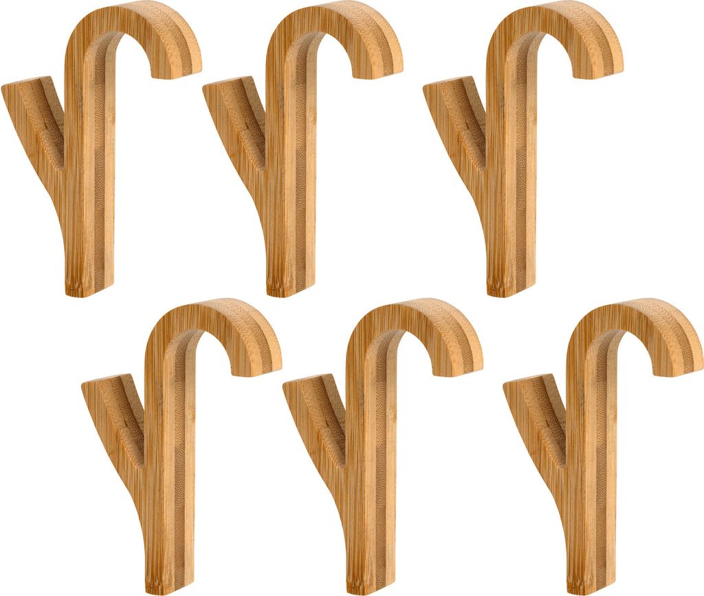 WENKO Haken für Handtuchheizkörper Bambus, 6er Set, Produktbild 