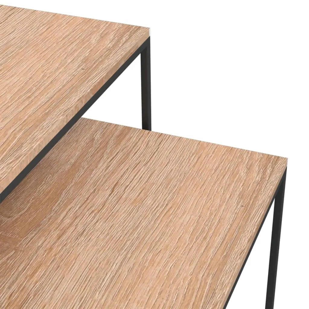 Tavolini Sovrapponibili Industrial 2 Pezzi - Arredo Salotto Moderno - 13
