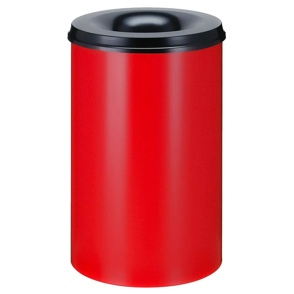Cestino Ignifugo 110 Litri Metallo | Pattumiera Sicurezza Rosso Nero
