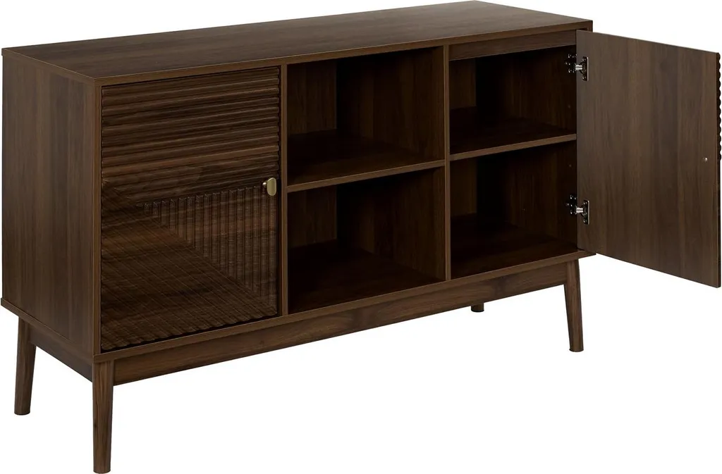 Buffet Bas Marron de 120cm avec Portes - Commode de Rangement Séjour