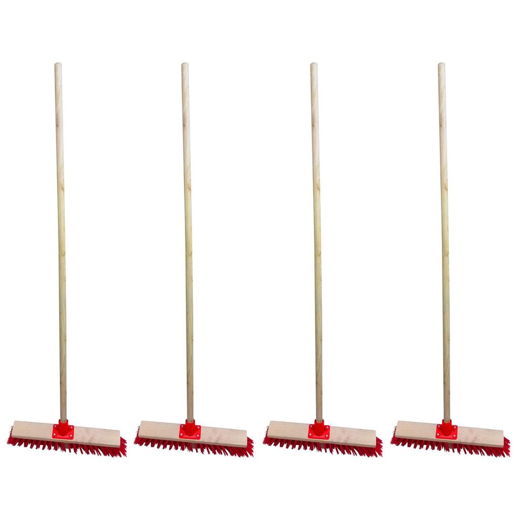 4 Stück Straßenbesen Besen 60 cm mit 120 cm Holzstiel Gartenbesen Holzbesen Kehrbesen Holz Industriebesen