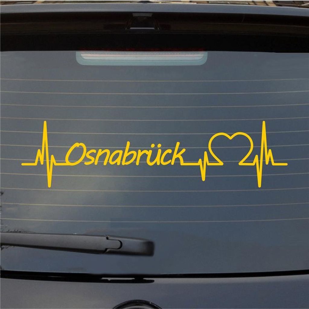 Heckscheibenaufkleber Osnabrück Herzschlag Puls Stadt Liebe 55x14 cm Gelb Auto Aufkleber Sticker