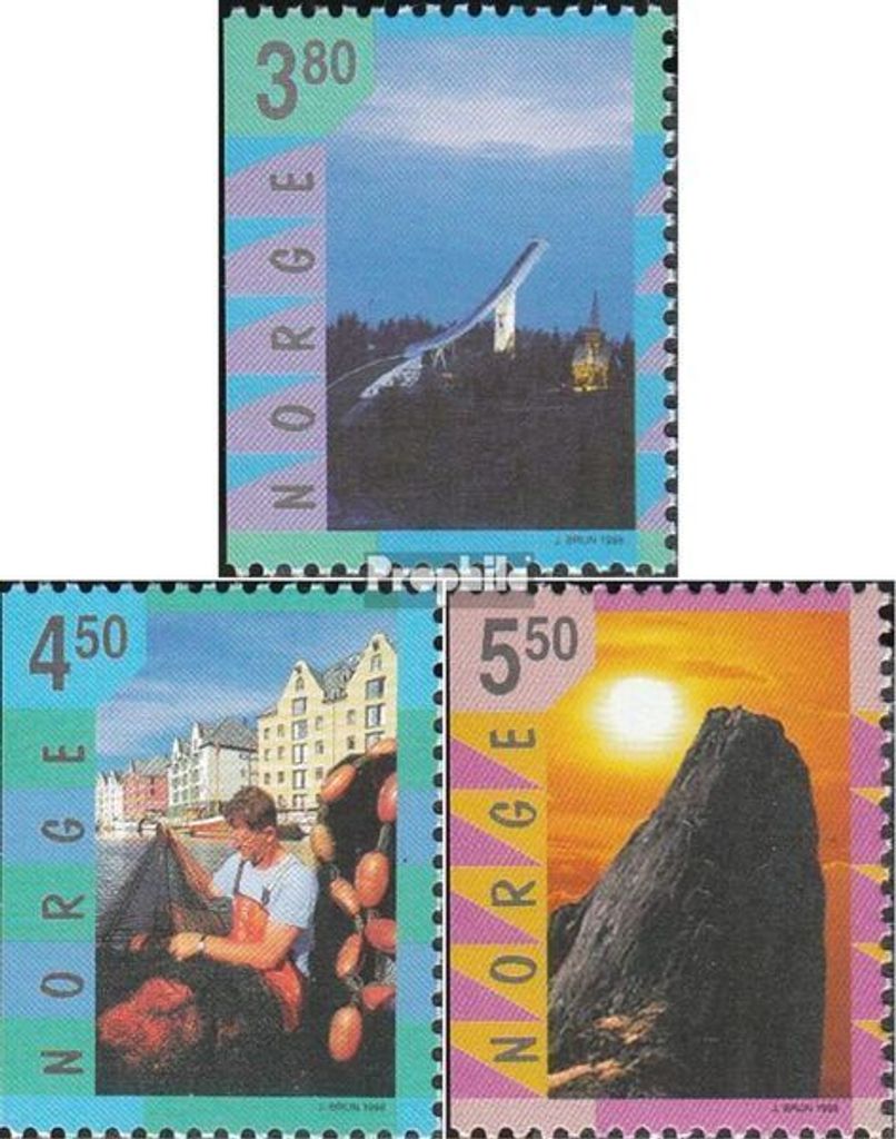 Briefmarken Norwegen 1998 Mi 1282Dl-1284Dl (kompl.Ausg.) gestempelt Tourismus